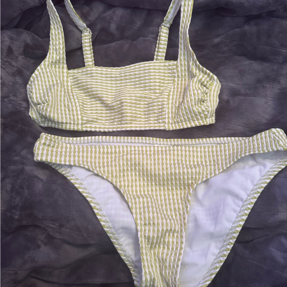 Xhilaration Yellow and White Striped Bikini